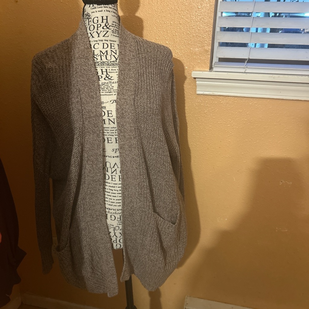BDG Urban Outfitters Cozy Knit Open Cardigan Sweater XS/TP Taupe Gray Oversized